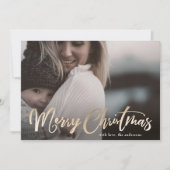 Gold Lettering Overlay Merry-kerstfotokaart Feestdagenkaart (Voorkant)
