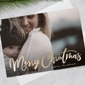 Gold Lettering Overlay Merry-kerstfotokaart Feestdagenkaart