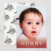 Gold Lettering Red Overlay Bold MERRY-fotokaart Feestdagenkaart (Voorkant / Achterkant)