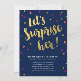 Gold Lettering Surprise Party-uitnodigingen voor h Kaart