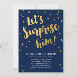 Gold Lettering Surprise Party-uitnodigingen voor h Kaart