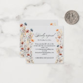 Gold Letters Wildflowers QR Code Huwelijk RSVP Kaa Notitiekaartje (Voorkant / Achterkant in situ)