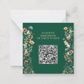 Gold Letters Wildflowers QR Code Huwelijk RSVP Kaa Notitiekaartje (Achterkant)