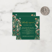 Gold Letters Wildflowers QR Code Huwelijk RSVP Kaa Notitiekaartje (Voorkant / Achterkant in situ)