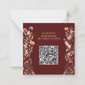 Gold Letters Wildflowers QR Code Huwelijk RSVP Kaa Notitiekaartje (Achterkant)