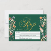 Gold Letters Wildflowers Wedding RSVP (Voorkant)