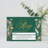Gold Letters Wildflowers Wedding RSVP (Staand voorkant)