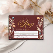 Gold Letters Wildflowers Wedding RSVP
