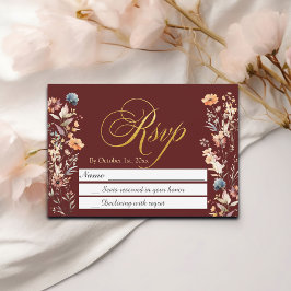 Gold Letters Wildflowers Wedding RSVP