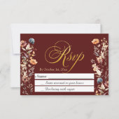 Gold Letters Wildflowers Wedding RSVP (Voorkant)