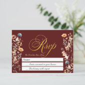 Gold Letters Wildflowers Wedding RSVP (Staand voorkant)