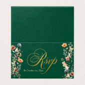 Gold Letters Wildflowers Wedding RSVP Kaart (Buitenkant ongevouwen)