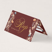 Gold Letters Wildflowers Wedding RSVP Kaart (Voorkant)