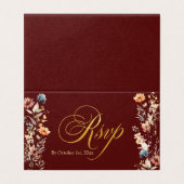 Gold Letters Wildflowers Wedding RSVP Kaart (Buitenkant ongevouwen)