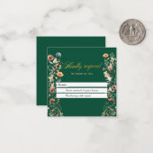 Gold Letters Wildflowers Wedding RSVP Kaart Notitiekaartje (Voorkant / Achterkant in situ)