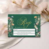 Gold Letters Wildflowers Wedding RSVP Kaartje