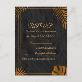 Gold leveert Geometric Lijst Tropical Wedding RSVP Briefkaart