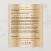 Gold Liability Waiver Eyelash Extension Salon Flyer (Achterkant)