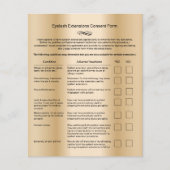 Gold Liability Waiver Eyelash Extension Salon Flyer (Voorkant)