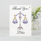 Gold Libra 1st Birthday & Big Photo Hartelijk dank Bedankkaart (Staand voorkant)