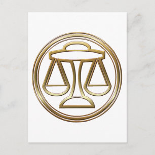 Gold Libra Zodiac Scales Astrology Sign Briefkaart