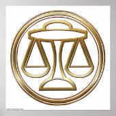 Gold Libra Zodiac Scales Astrology Sign Poster (Voorkant)
