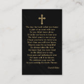 Gold liefhebbend geheugensympathie begrafenisdank visitekaartje (Achterkant)