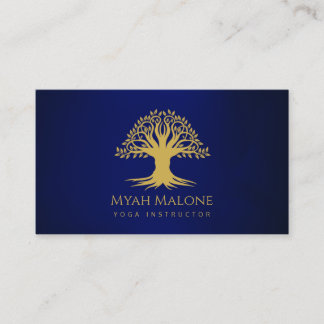 Gold Life Tree Navy Blue Yoga Instructeur Visitekaartje
