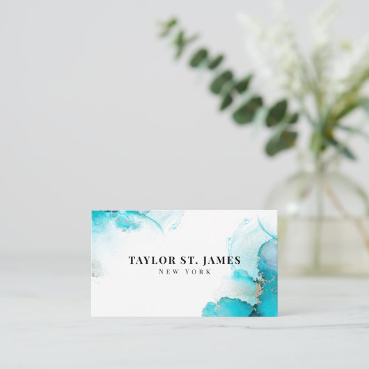 Gold Light Blue Painter Professional Bus Visitekaartje (Staand voorkant)