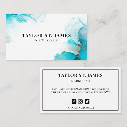 Gold Light Blue Painter Professional Bus Visitekaartje (Voorkant / Achterkant)