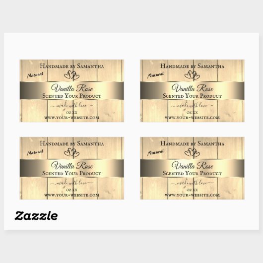 Gold Light Brown Wood Grain Product Labels hart (Vel)