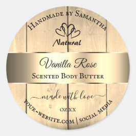 Gold Light Brown Wood Grain Product Labels hart