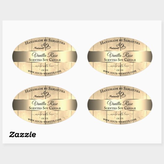 Gold Light Brown Wood Grain Product Labels hart (Vel)