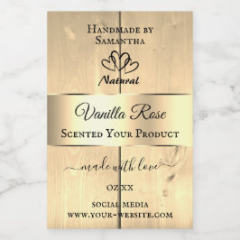 Gold Light Brown Wood Grain Product Labels hart Voedselcontainer Etiket