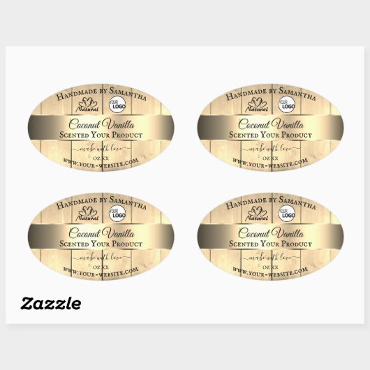 Gold Light Brown Wood Grain Product Labels Logo (Vel)
