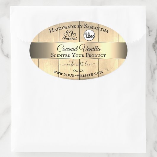 Gold Light Brown Wood Grain Product Labels Logo (Tas)