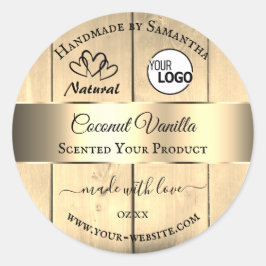 Gold Light Brown Wood Grain Product Labels Logo