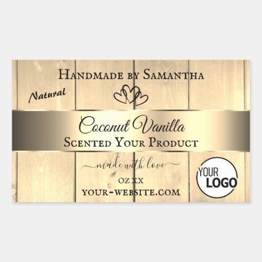 Gold Light Brown Wood Grain Product Labels Logo (Voorkant)