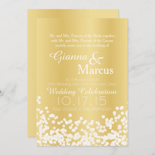 Gold Light Effect bruiloft Kaart (Voorkant / Achterkant)