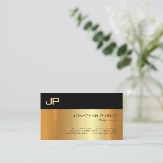 Gold Light en Shadow Professional, eenvoudig elega Visitekaartje (Staand voorkant)