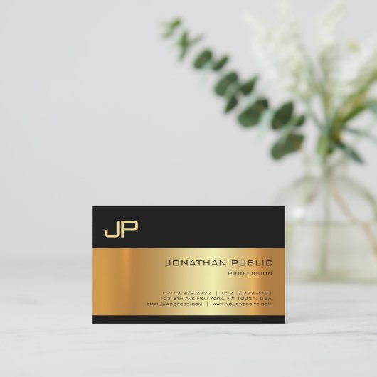 Gold Light Shadow Professional Elegant Plain Visitekaartje (Staand voorkant)