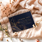 Gold Lighthouse Night Wedding Bedankkaart