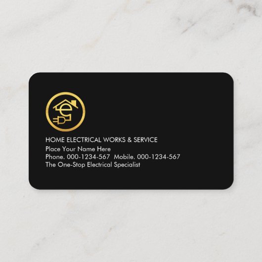 Gold Lightning Powers Letter-e Electric Visitekaartje (Achterkant)