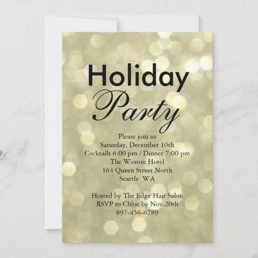 Gold Lights Holiday Corporate Invitation Kaart (Voorkant)