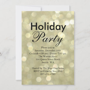 Gold Lights Holiday Corporate Invitation Kaart
