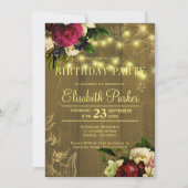 Gold Lights Hout Bloemen Herfst herfst verjaardags Kaart (Voorkant)