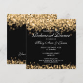Gold Lights Huwelijksrepetitie Diner Kaart (Voorkant / Achterkant)