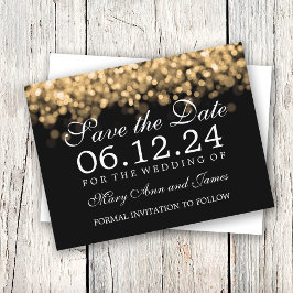 Gold Lights legant Wedding Save the Date Aankondigingskaart