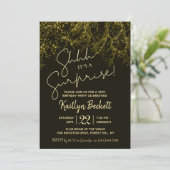 Gold Lights Surprise Birthday party Kaart (Staand voorkant)