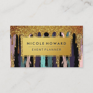 Gold Lijst Artistic Pattern   Glitter Drip (goudgl Visitekaartje